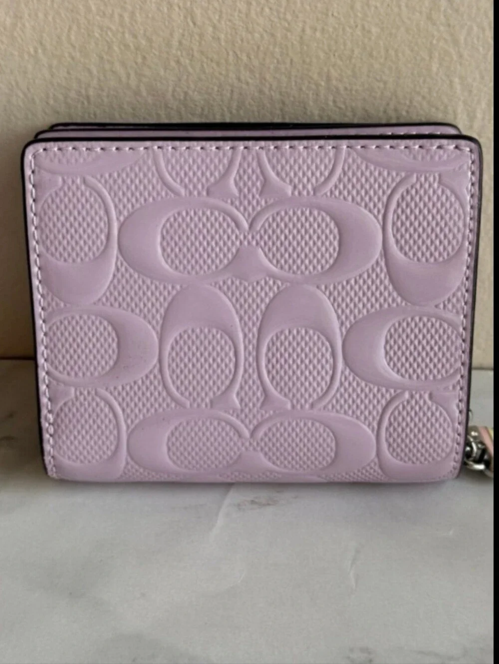 Coach Klare Crossbody In Signature Leather Silver/Light Violet and wallet